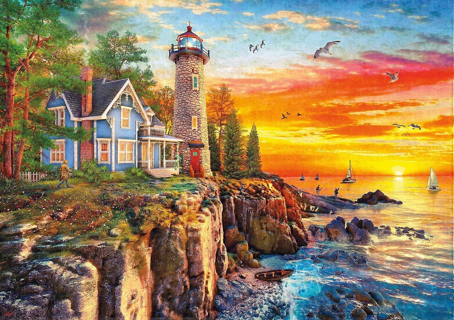 Rocky Cliff Lighthouse - 200 Large Piece Jigsaw Puzzle