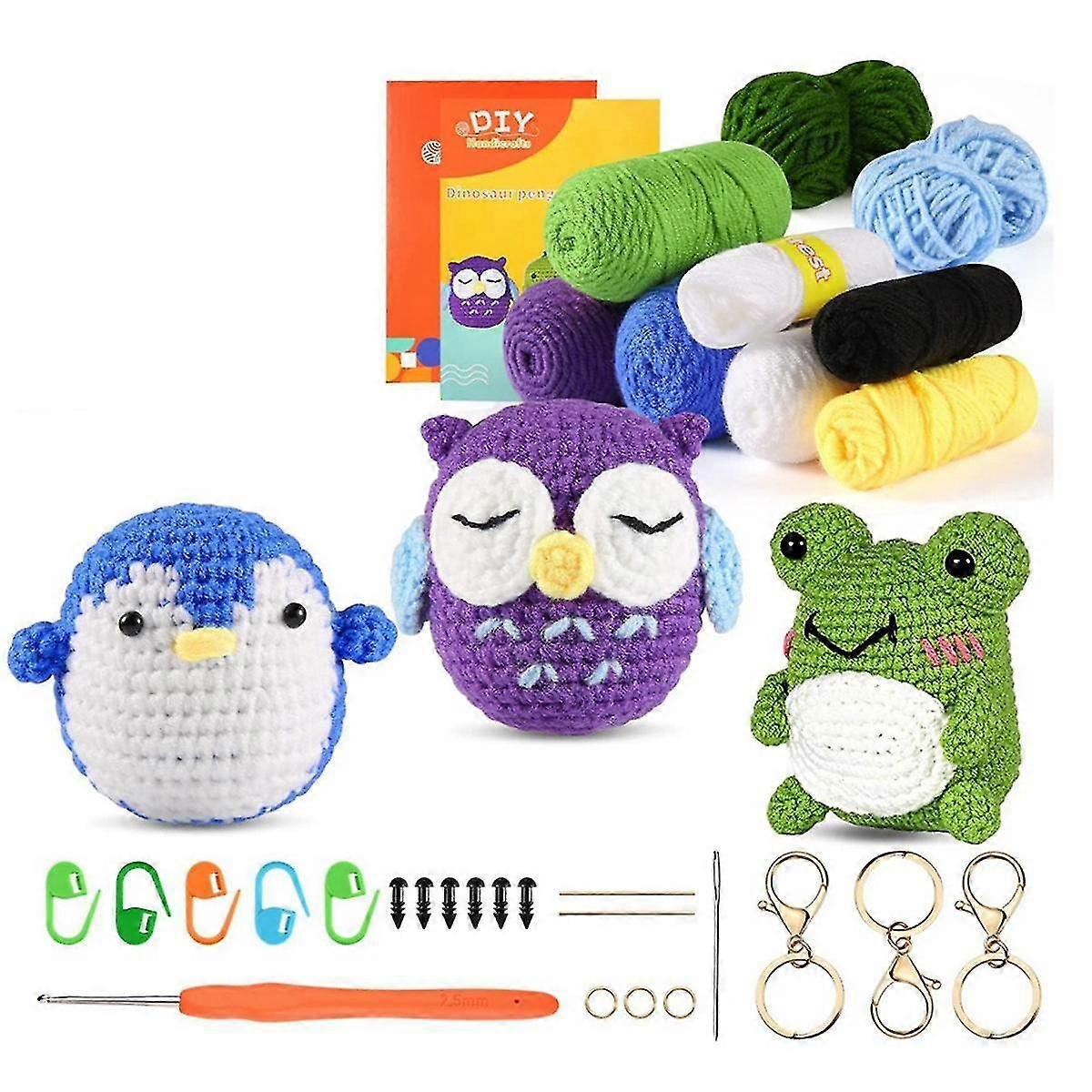 3pcs Crochet Kits For Beginners,animals Crochet Kit For Complete Beginners Adults With Step-by-step [XH]
