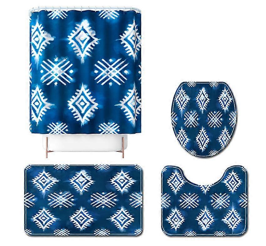 Mng Small Print Bathroom Non-slip Mat Set