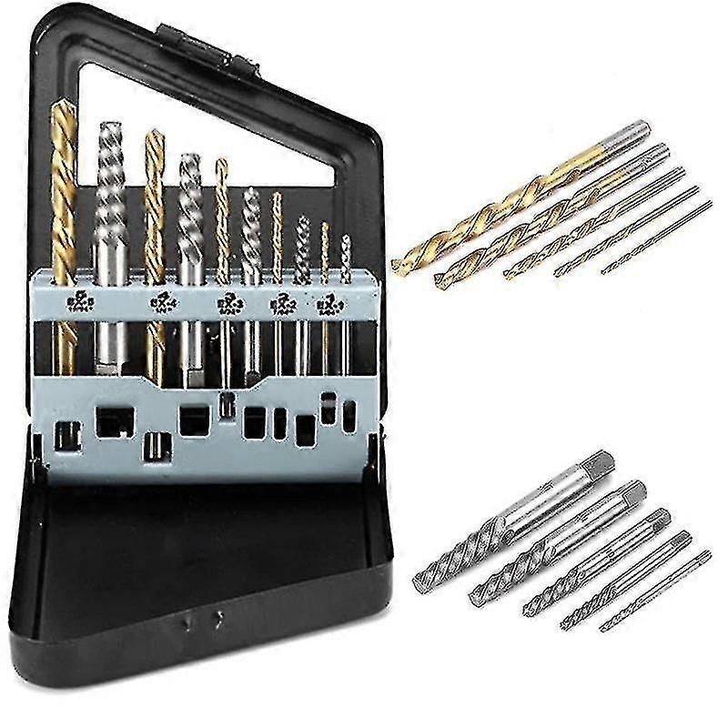 10pcs Broken Damaged Screw Extractor And Left Hand Twist Drill Bit Hss Cobalt