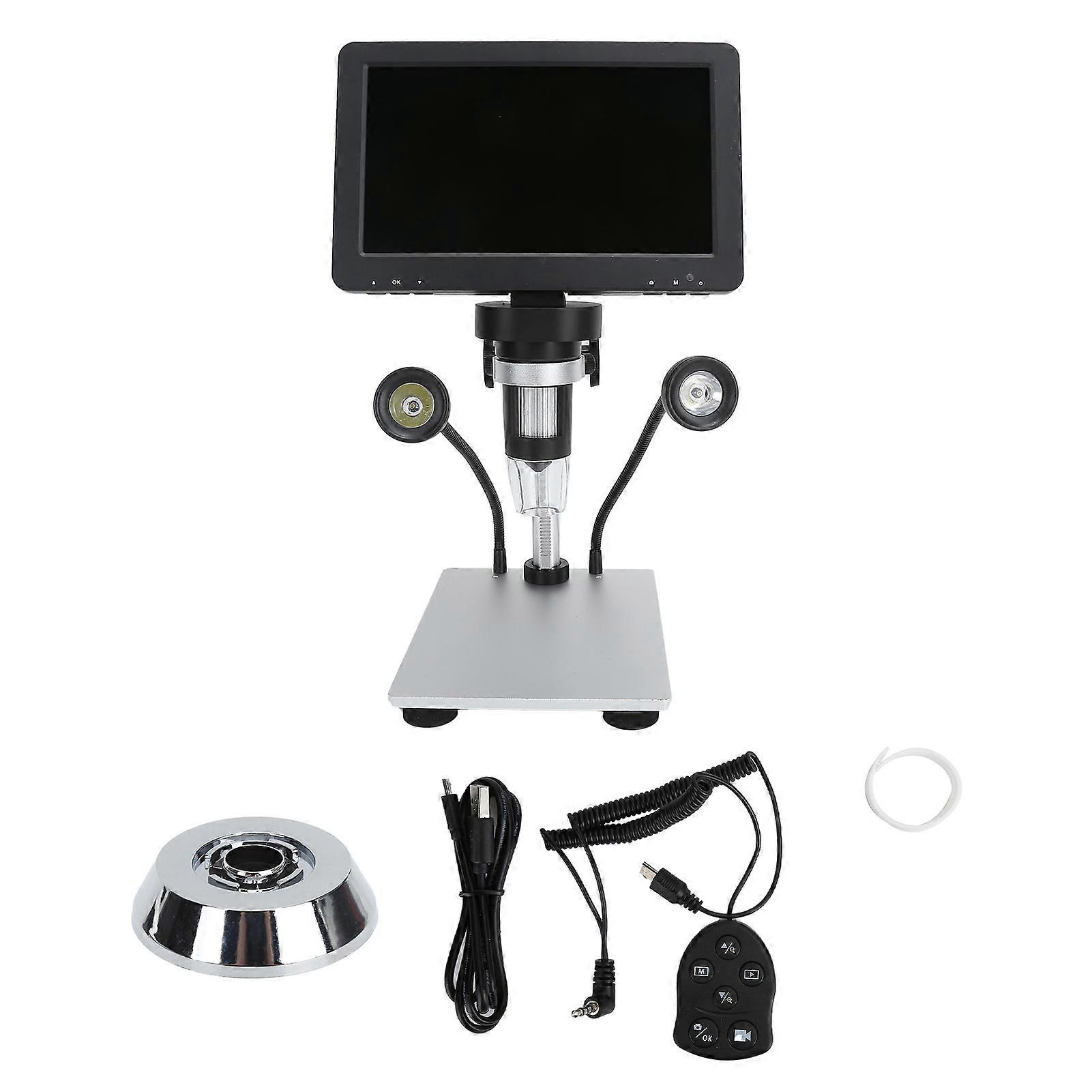 DM9 Digital Microscope 7?Inch Screen 8 LED Lights Adjustable Brightness 1200X HD USB Video Microscope