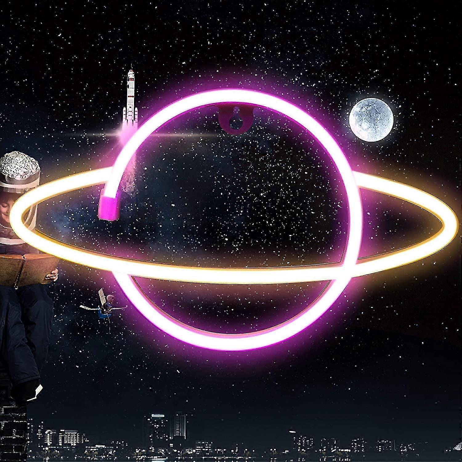 النيون علامات أضواء الكوكب لغرفة نوم الجدار ديكور البطارية USB تعمل بالطاقة الجمالية أدى ضوء النيون