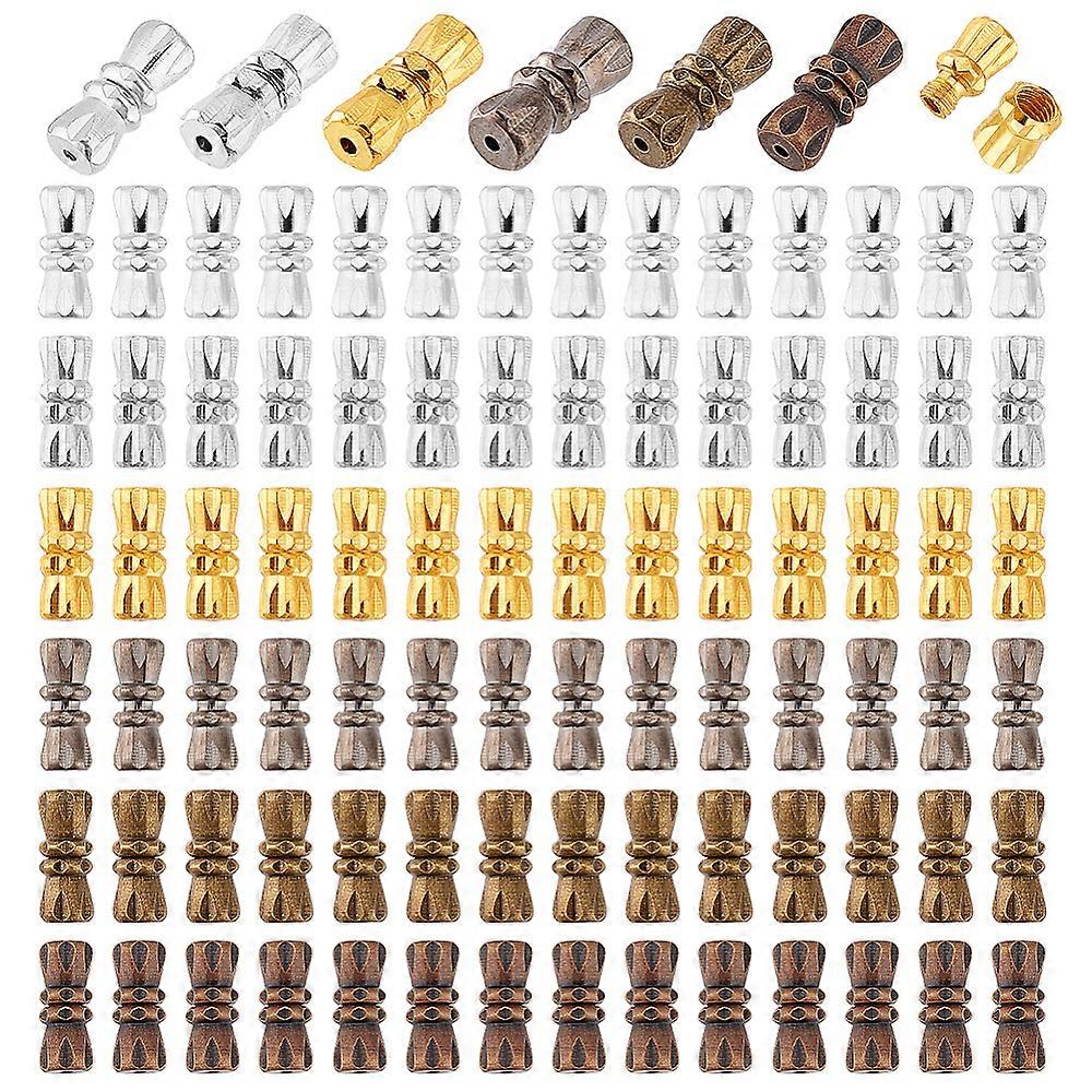 90Pcs 6 Colors Column Brass Screw Clasps Mixed Color 11x4.5mm Hole: 1mm 15pcs/color
