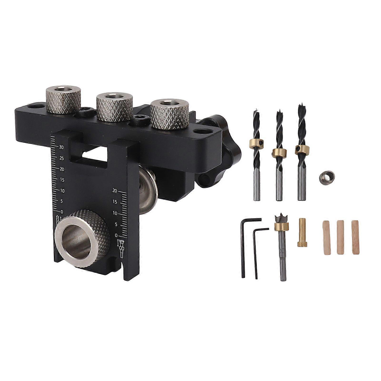 3 in 1 Hole Locator Aluminum Alloy Accurate Fast Positioning Dowel Drill Guide Kit for Furniture Rails