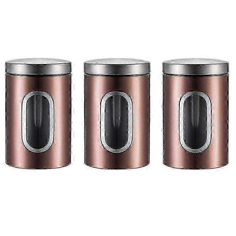 3pcs Tea Coffee Sugar Storage Canisters Jars Pots Kitchen Container Tins