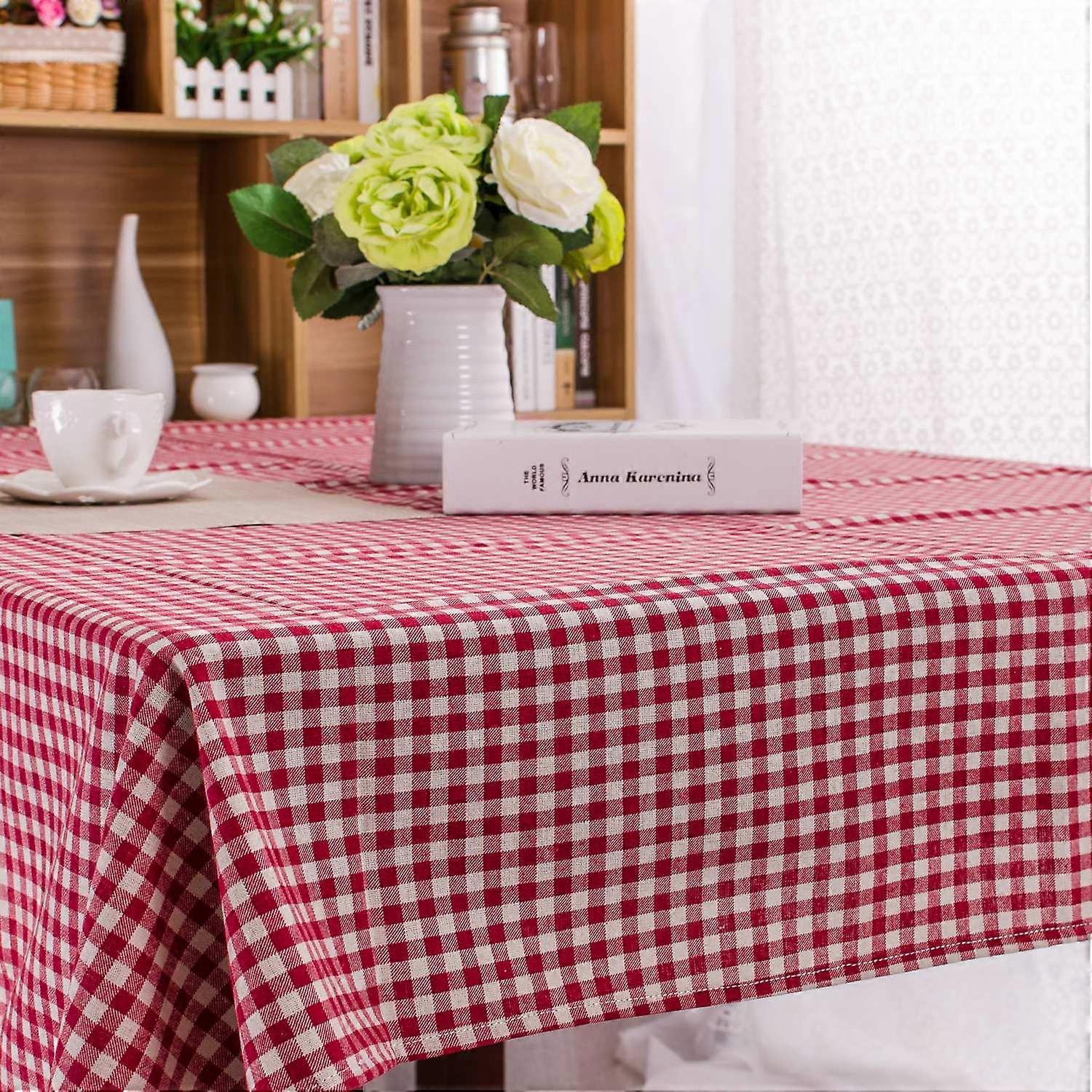 Table Cloth for Home Linen Cotton Plaid Stripe Dining Tablecloth Kitchen Decorative Rectangular Coff