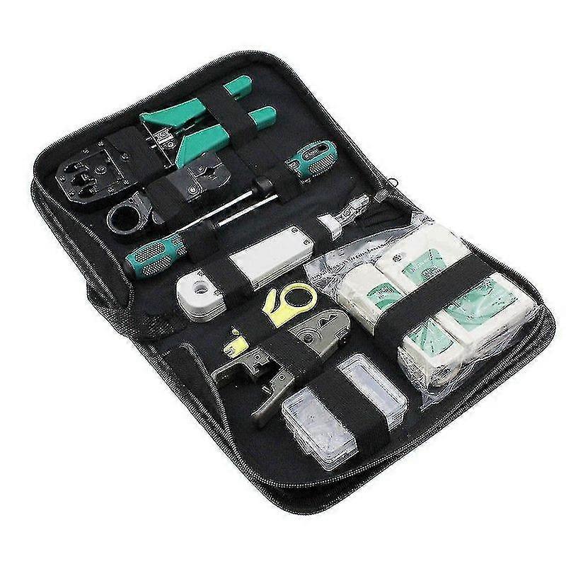 11pcs/set Rj45 Rj11 Rj12 Cat5 Cat5e Portable Lan Network Repair Tool Kit Utp Cable Tester And Crimping Pliers Crimper Plier Pc Hy