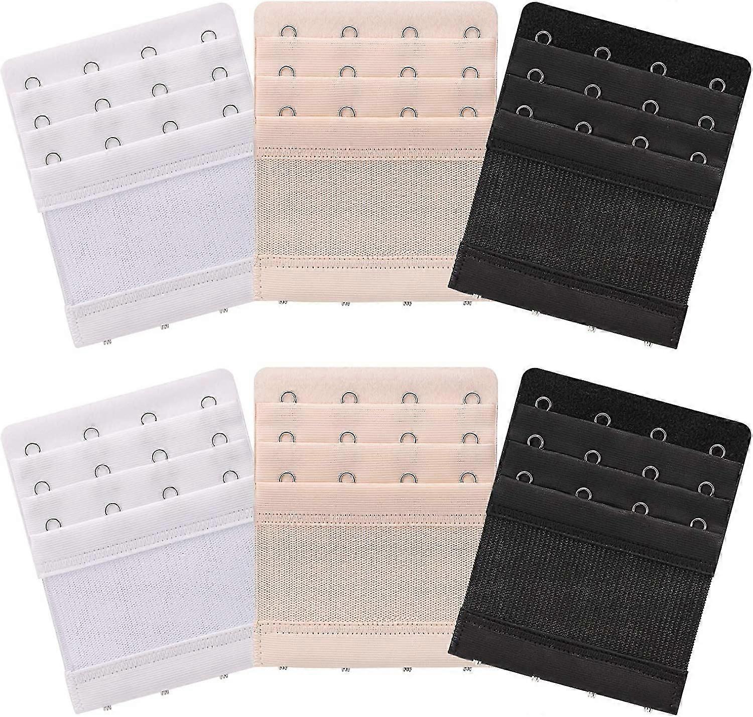 6 Pieces Women's Soft Comfortable Extenders Bra Strap 4 Hook 3 Row