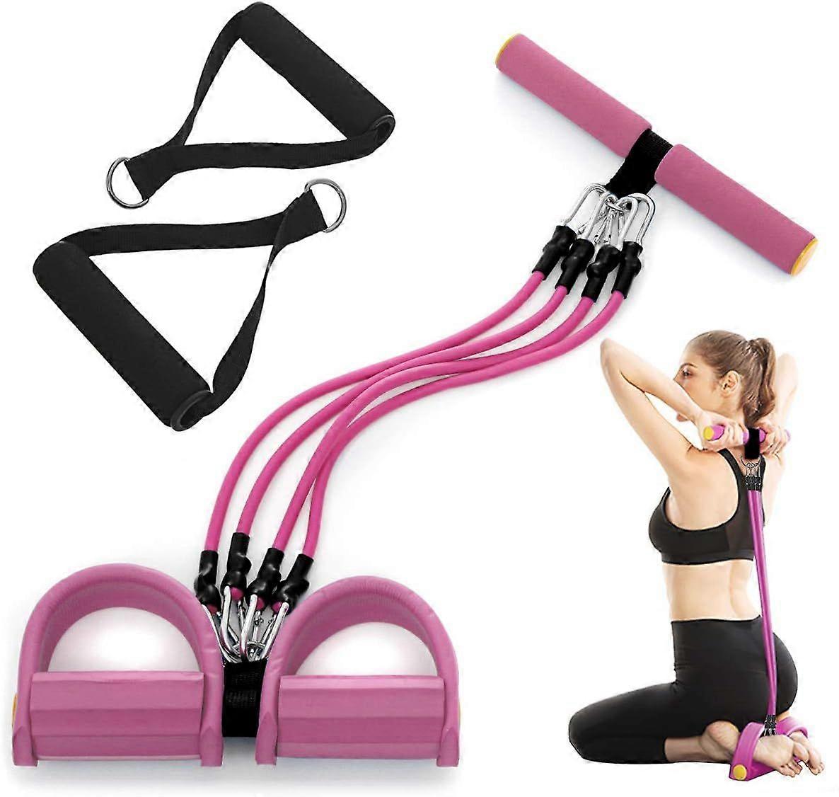 gracosy Bauchtrainer Upgrade 4 Tubes Pedal Resistance Band Elastisches Sit-up Pull Rope Bodybuilding Expander Multifunktions-Widerstandstraining Home