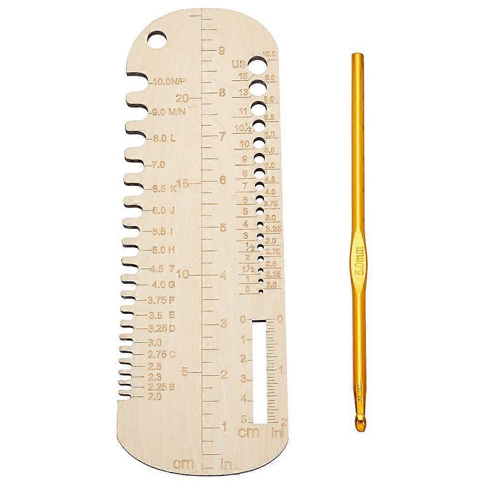Sock Ruler Knitting Tool Set with Wood Templates Aluminum Crochet Hooks Alloy Swivel Lobster Claw Clasps Split Key Rings Mixed Color 0.22~25x2~7.5x0.1