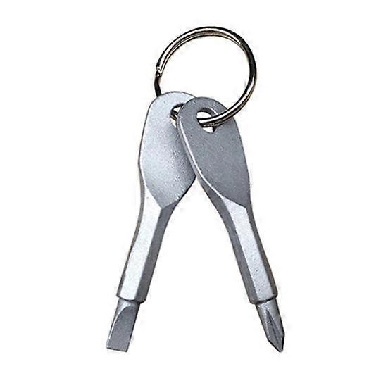 2 Keys Stainless Keychain Screwdriver Set Outdoor Multifunction Pocket Tool