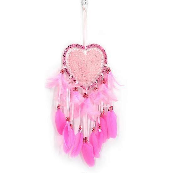 Home Shopping Heart Shape Feather Pendant LED String Light Dream Catcher Home Hanging Decor
