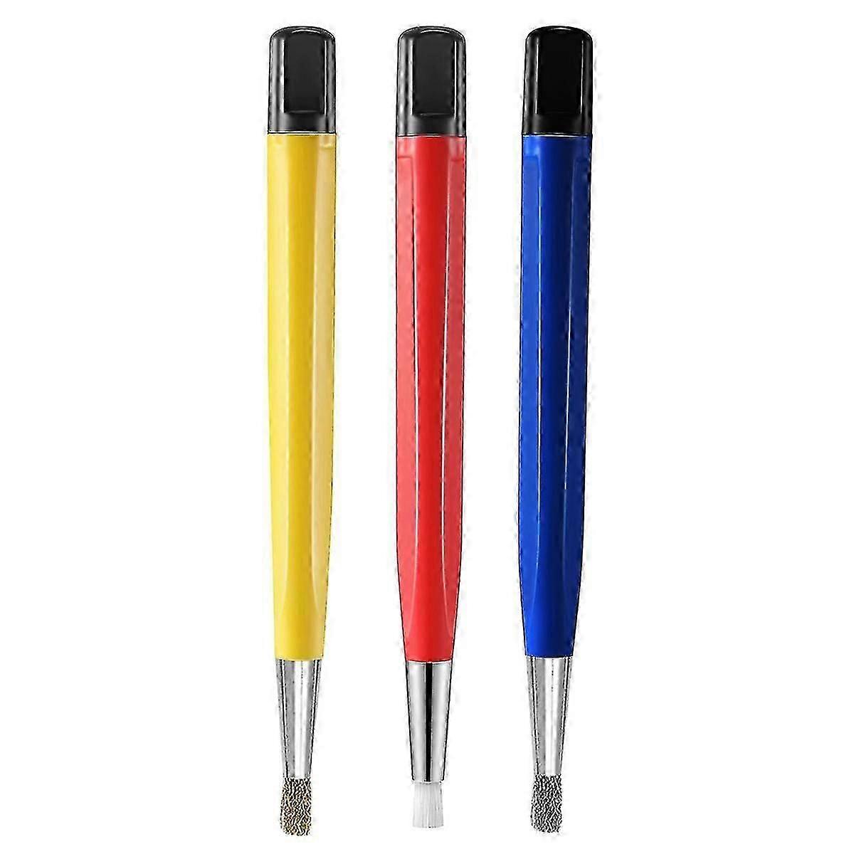 3pcs/set Fiberglass Steel Scratch Brush Pen Fiber Bristles Polish Watch Rust Dirt Remover Jewelry C