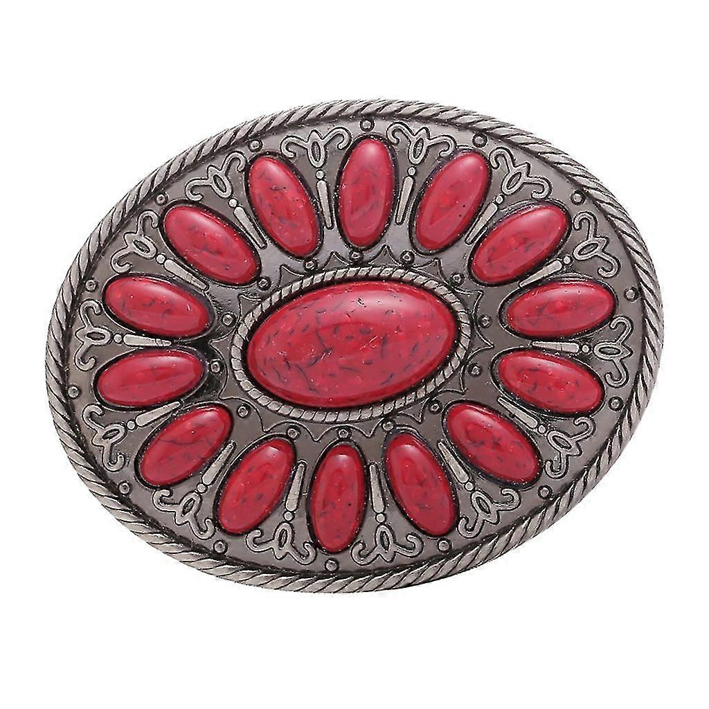 Western Cowboy Red Gem Bohemia Belt Buckle Indian Hip Hop Buckles Accessory