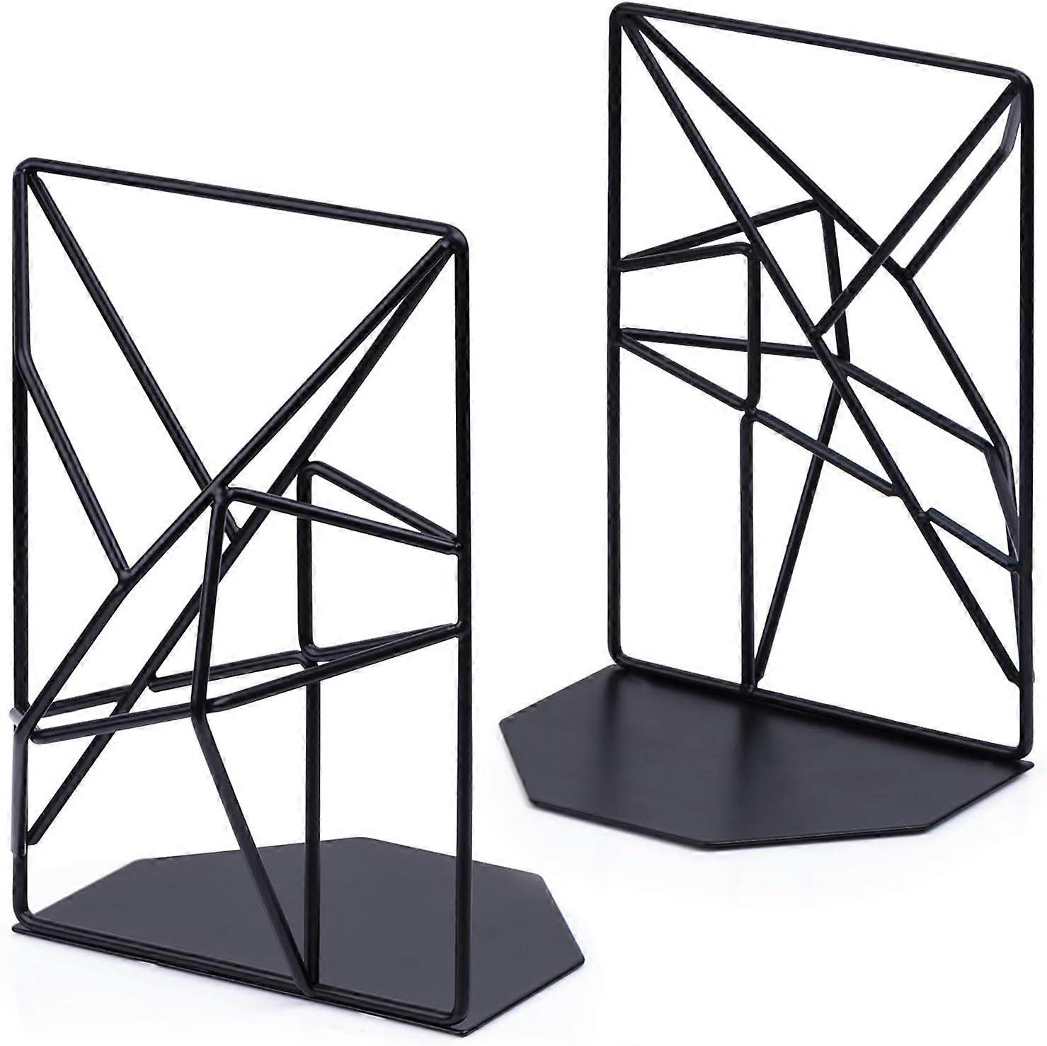 White Geometric Metal Bookends, Decorative End Supports