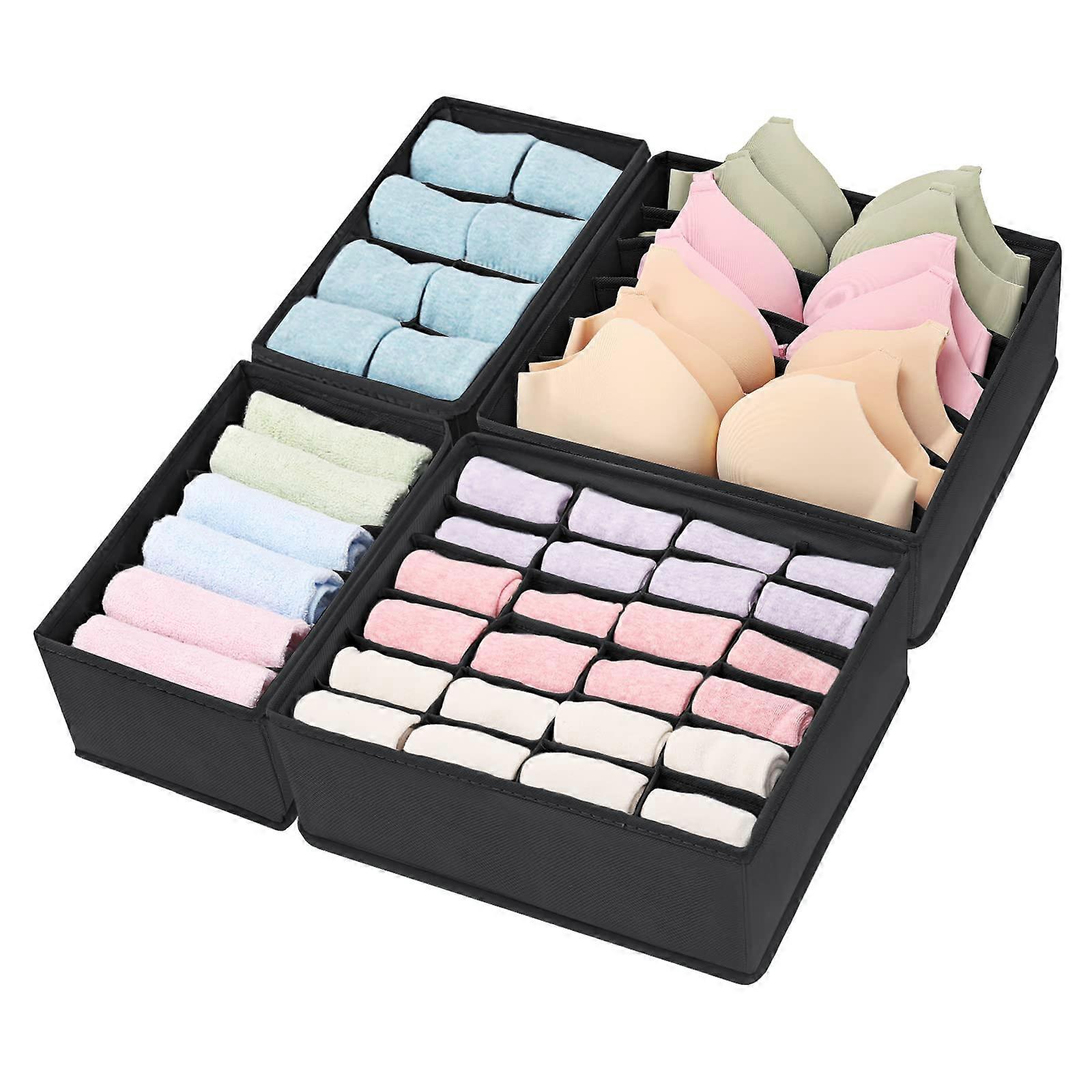 4 Pack Foldable Drawer Organizers for Closet and Dresser Drawers