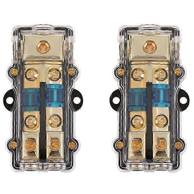 2X Power Distribution Block (2 Way) 4/8 AWG Gauge Fuse Holder Distribution Block 4 Gauge in to (2)