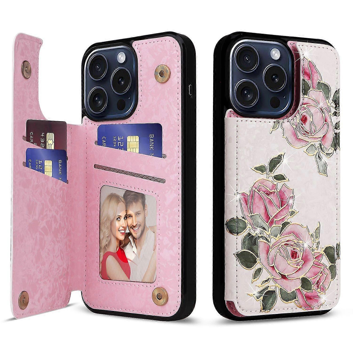 For Iphone 15 Pro Case Kickstand Drop Protection Shockproof Phone Shell - Dried Flower