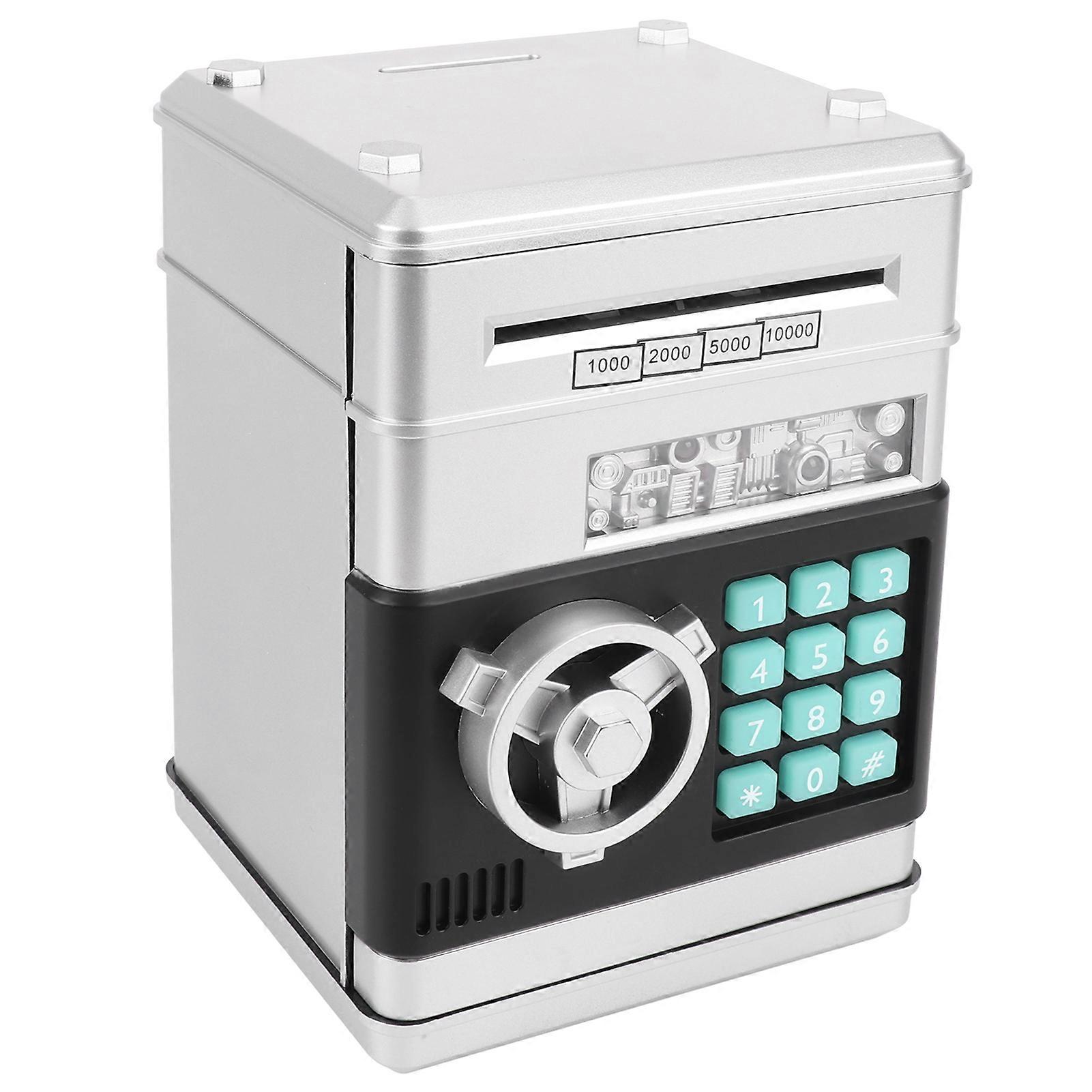 Electronic Piggy Bank Simulation ATM Password Money Box Silver Color Coin Saving Box Gift