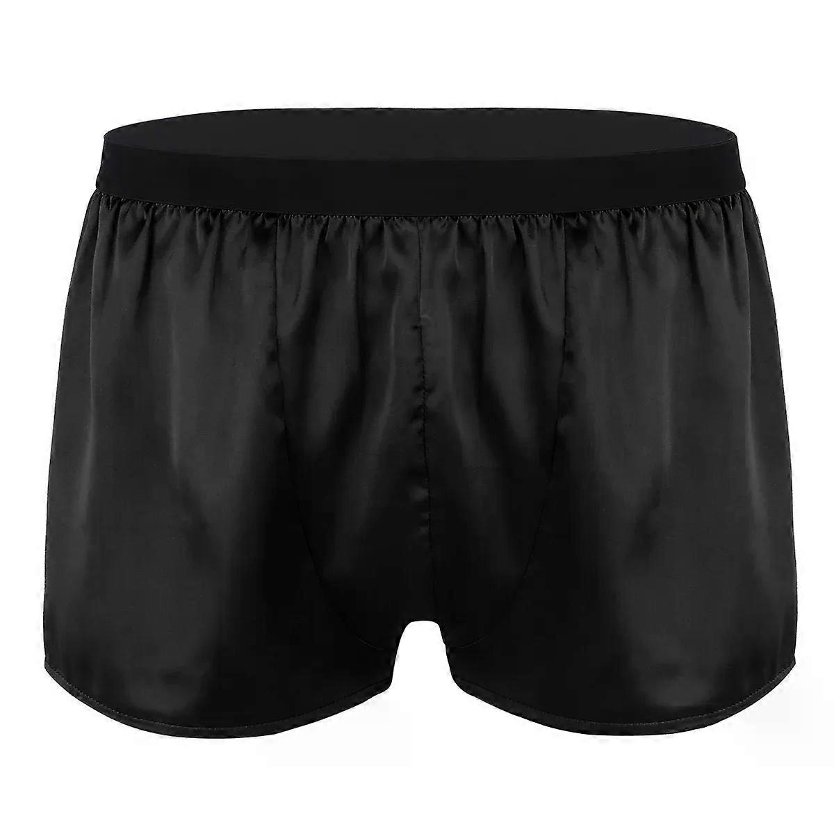 Men'S Boxer Briefs Trunks Underwear Silk Satin Basic Boxers Shorts Underpants Lightweight Lounge Sports Short Pants For Man