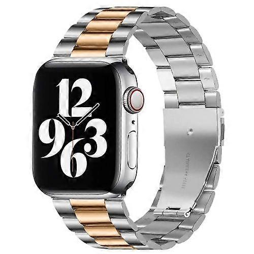 Fold Buckle 3 Beads Stainless Steel Watch Band For Apple Watch Ultra 49mm&Watch Ultra 2 49mm / Series 10 46mm / 9&8&7 45mm / SE 3&SE 2&6&SE&5&4 44mm /
