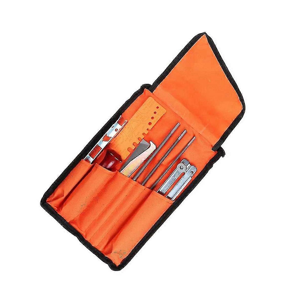 Universal Chainsaw Field Sharpening Kit, Chainsaw Chain Sharpener Round Files, Flat File, Handle, Filing Guide