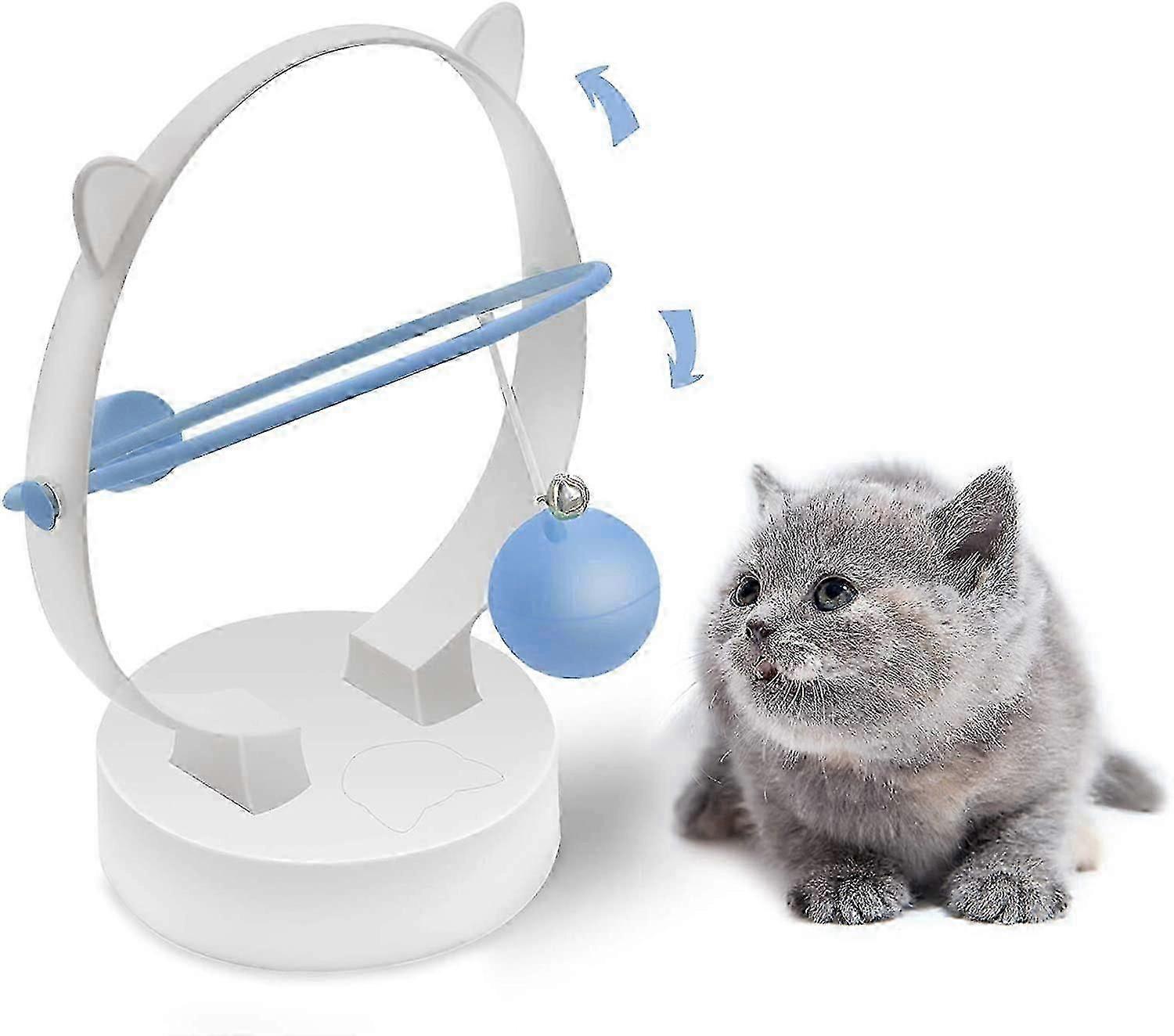 Interactive Indoor Cat Toys - Automatic Kinetic Swing - Electronic Toys, Feathers - For Cats (Blue)