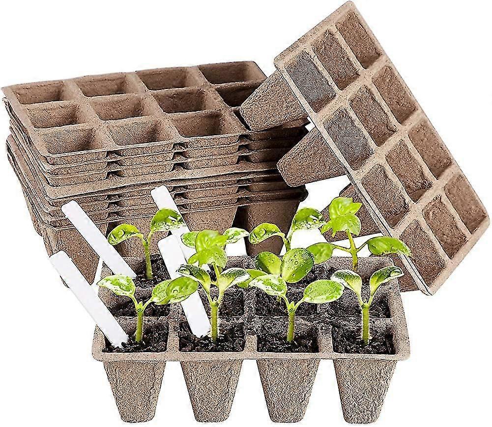 10-Pack Biodegradable Square Seedling Peat Pots, 12-Grid Starter Pots
