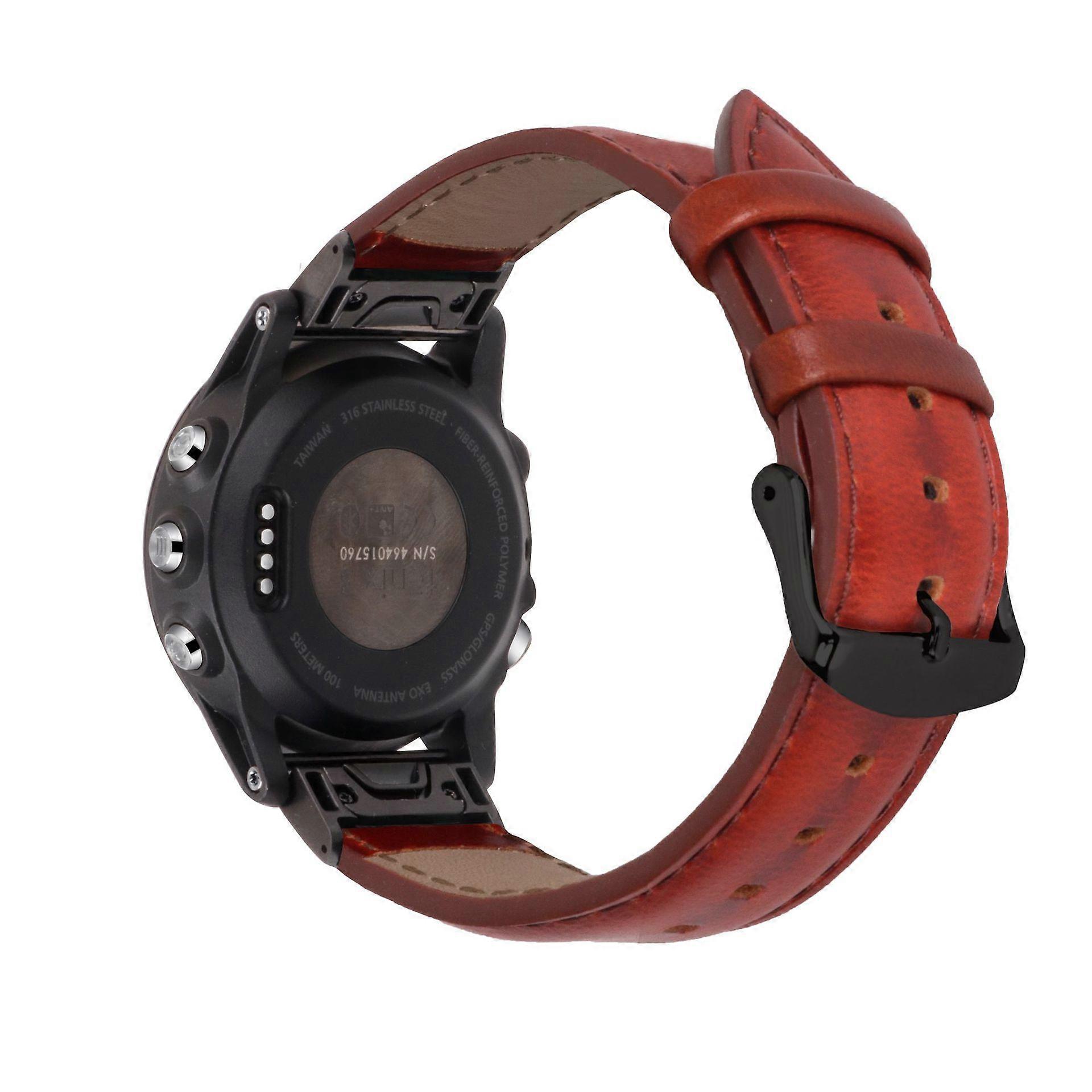 INF Klockarmband i äkta läder för Garmin Fenix 7S/6S/5S nabbkoppling
