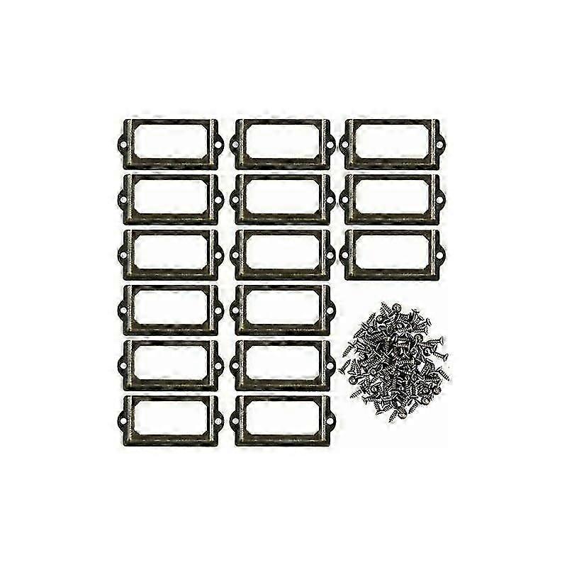30 Pcs Metal Label Holders For Furniture Drawer Cabinet Card Name Plate Frames With Screws For Desk Bookcase Shelf, Bronze, M 70 X 33mm