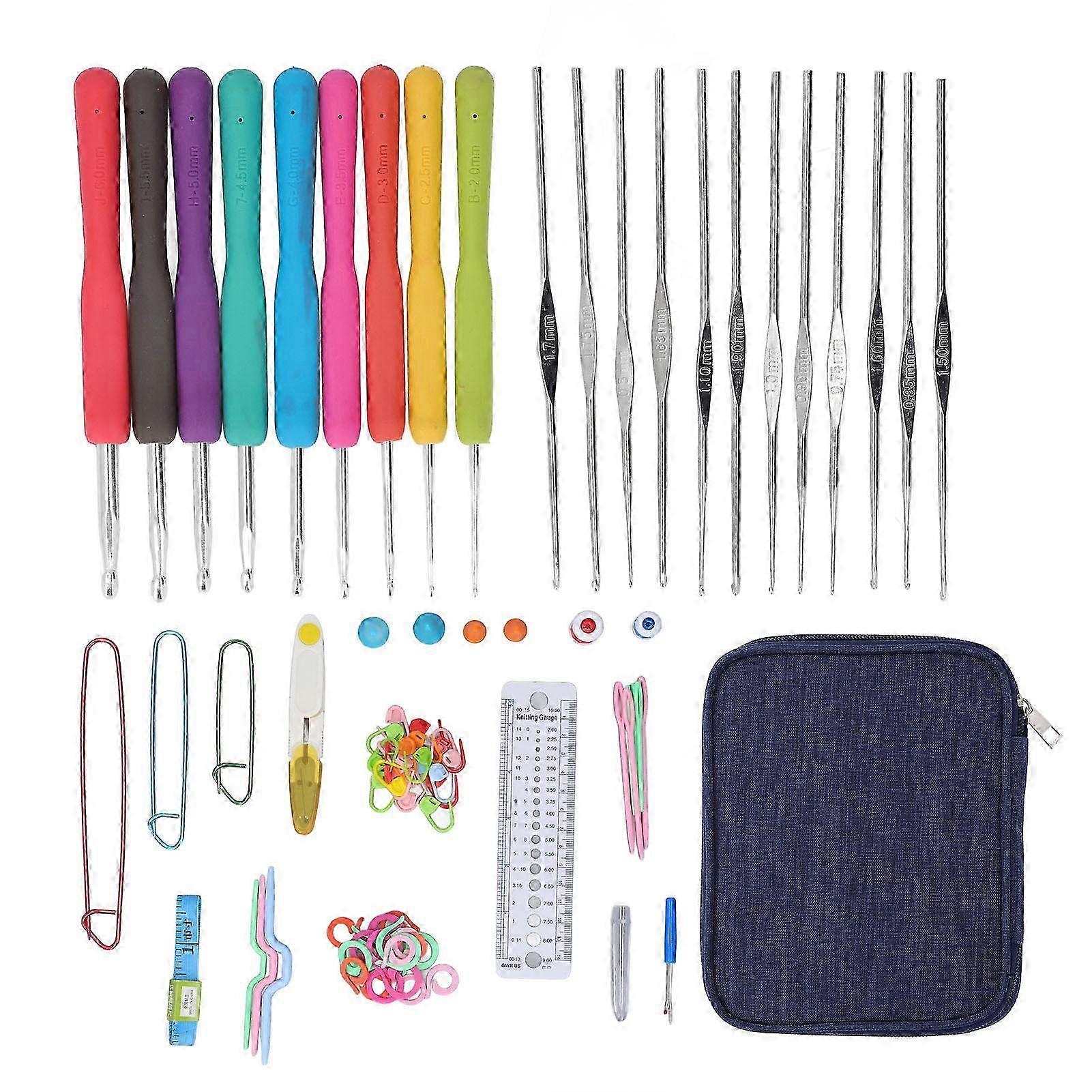 Crochet Hooks Set Comfortable Handle Brightly Colored Crochet Knitting Tool Set Beginner Aluminum Crochet Set
