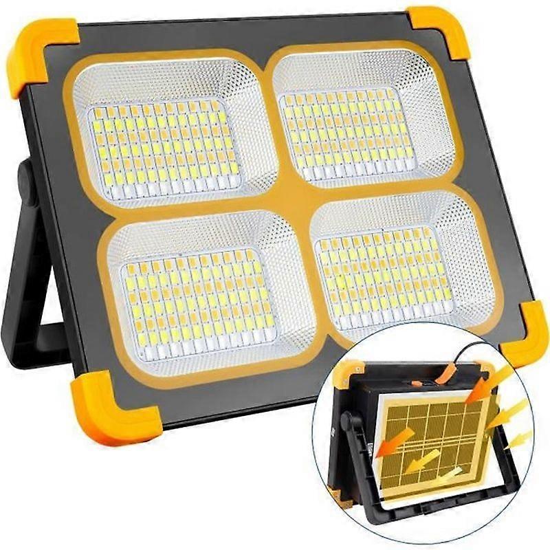 Rechargeable LED Floodlight - YANSION - 80W - 348 LEDs - Solar Panel - 4 Lighting Modes
