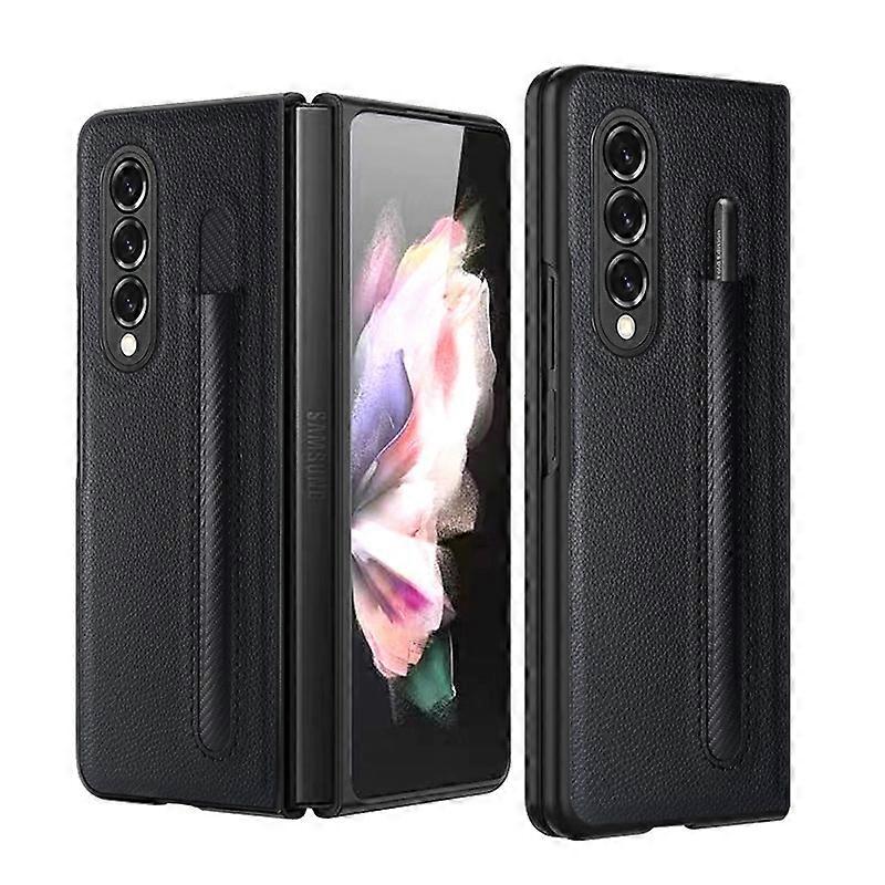 For Samsung Galaxy Z Fold3 5G Litchi Pattern Foldable Protective Case with Pen Slot