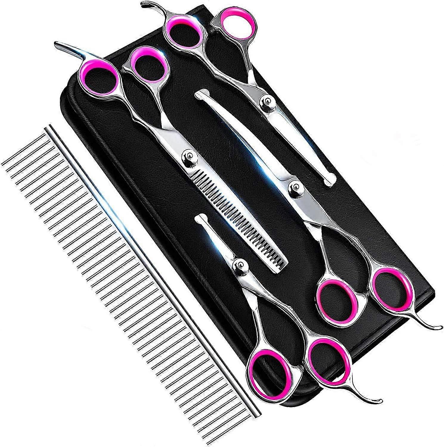 Groom Like A Pro, Dog Grooming Scissors Set With Ergonomically Designed Comfort, Stainless Steel Professional Grooming Tools For Quiet And Efficient