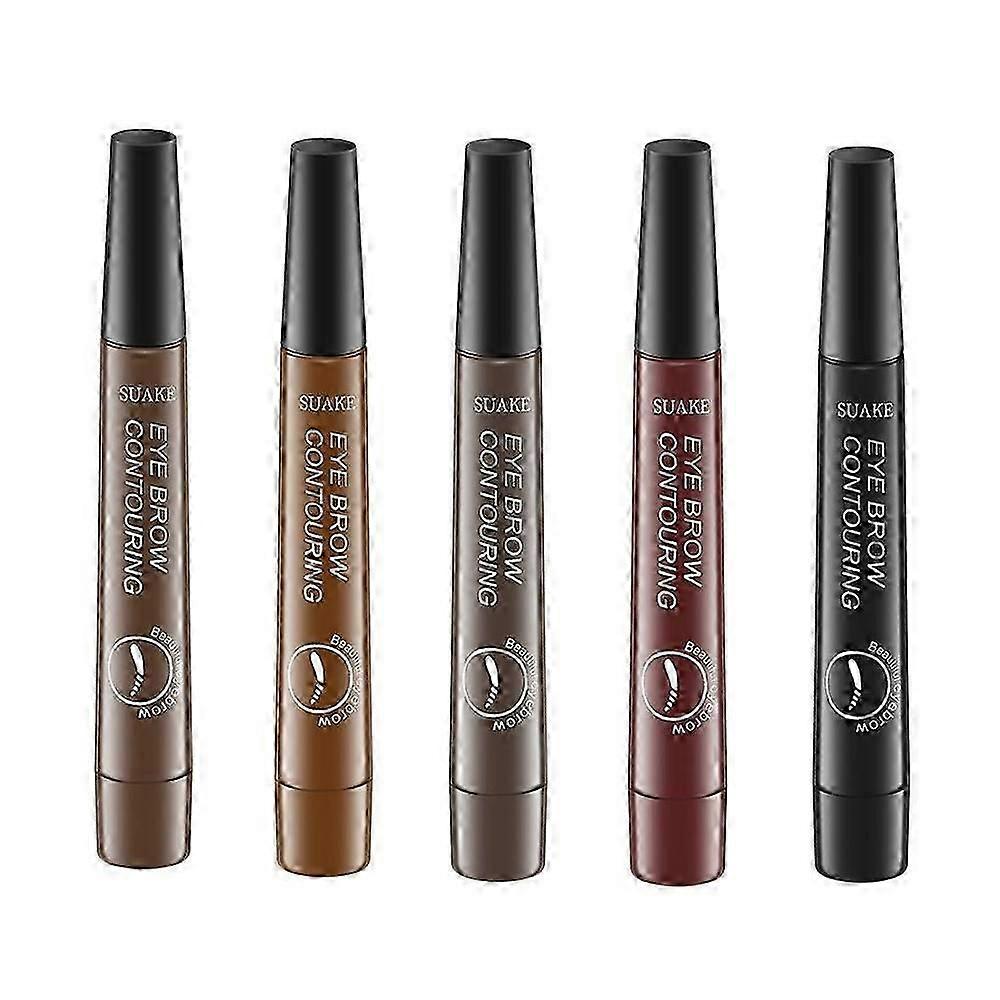5pcs Microblading Tattoo Eyebrow Ink Pen Long Lasting Eye Brow Pencil 3D Fork Makeup