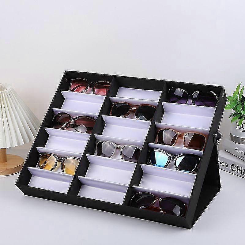 18-Grid Glasses Stand Display Box Stylish Eyewear Storage with Lid