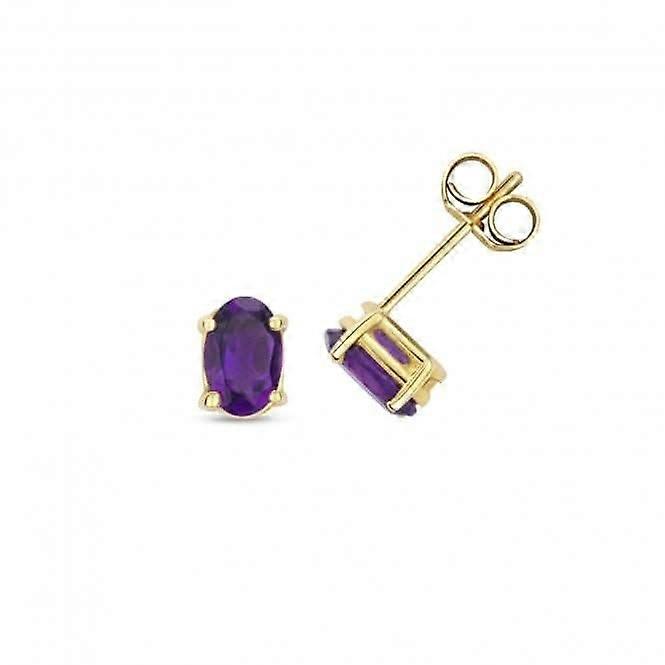 Amethyst Oval Stud Earrings ED410A