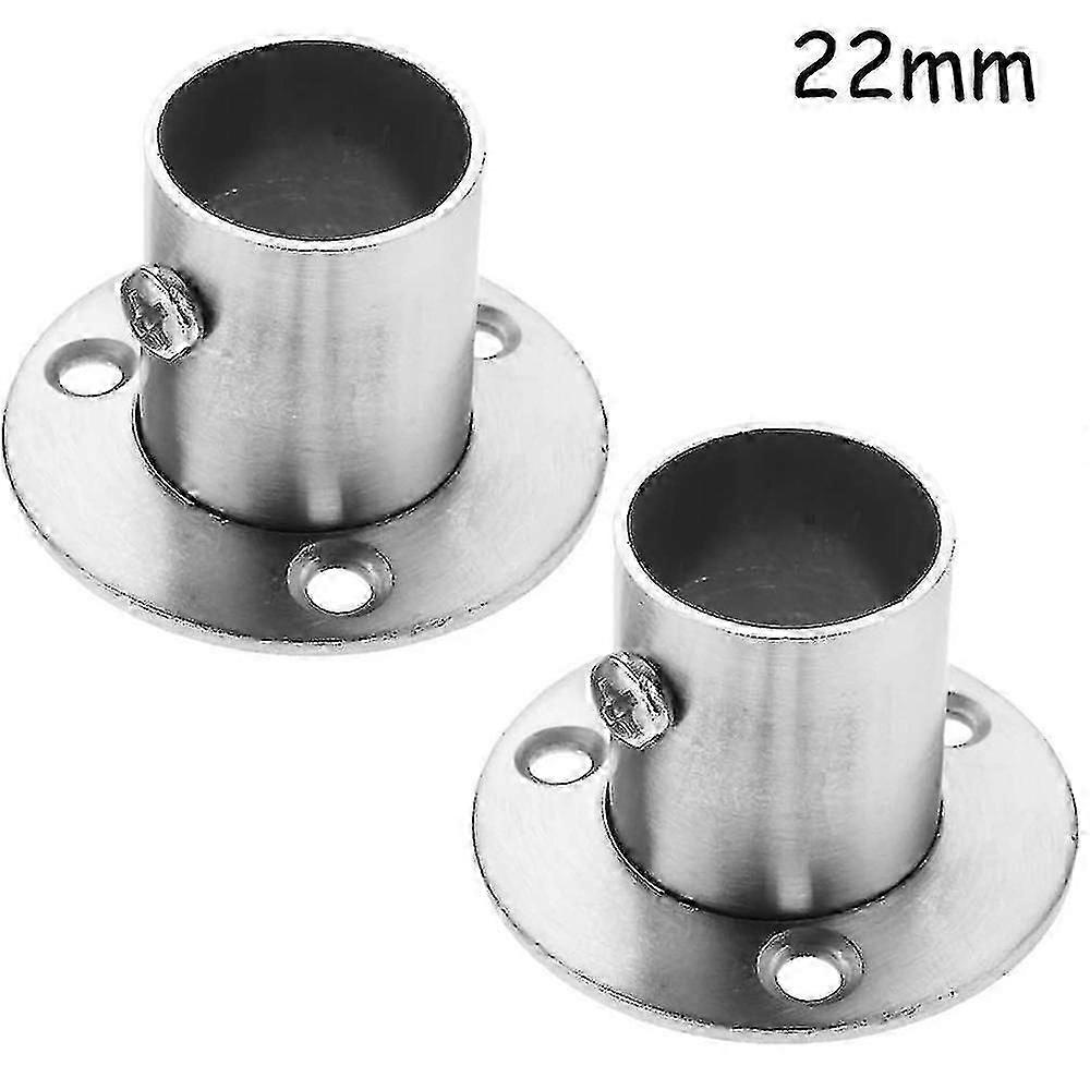 2 X Stainless Steel Pipe Flange Socket Rod Holder Bracket Bracket  22mm
