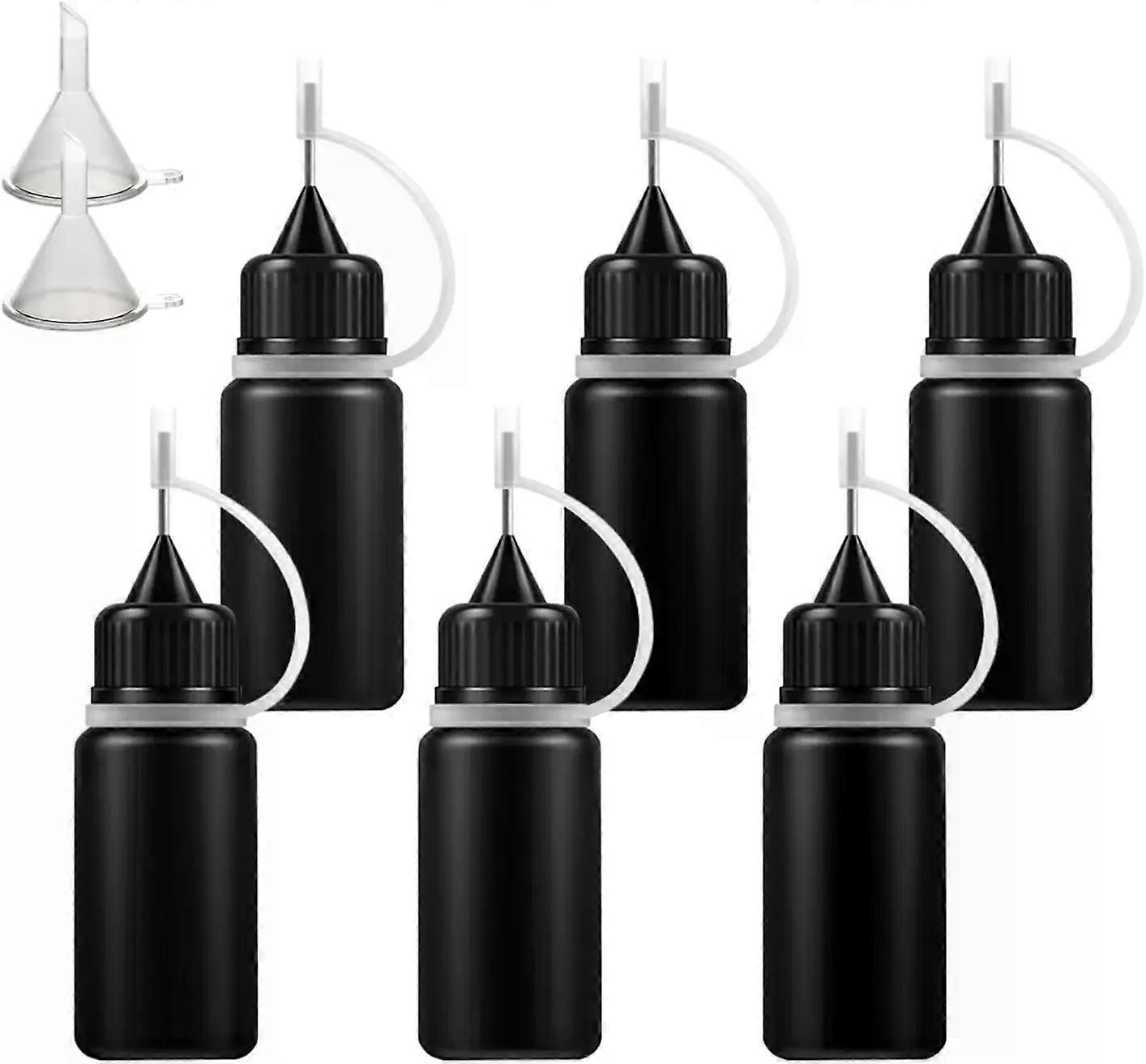 5pcs 10mL-120 mL Empty Needle Tip Glue Bottle With Black Cap DIY Quilling Tool Liquid Dropper Containers Silicone Rings