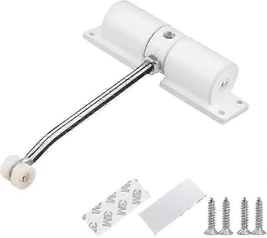 Automatic Door Closer, Zinc Alloy Adjustable Spring Door Closer with Mounting Plate and Screws, 40kg(White) Walkbee A-F