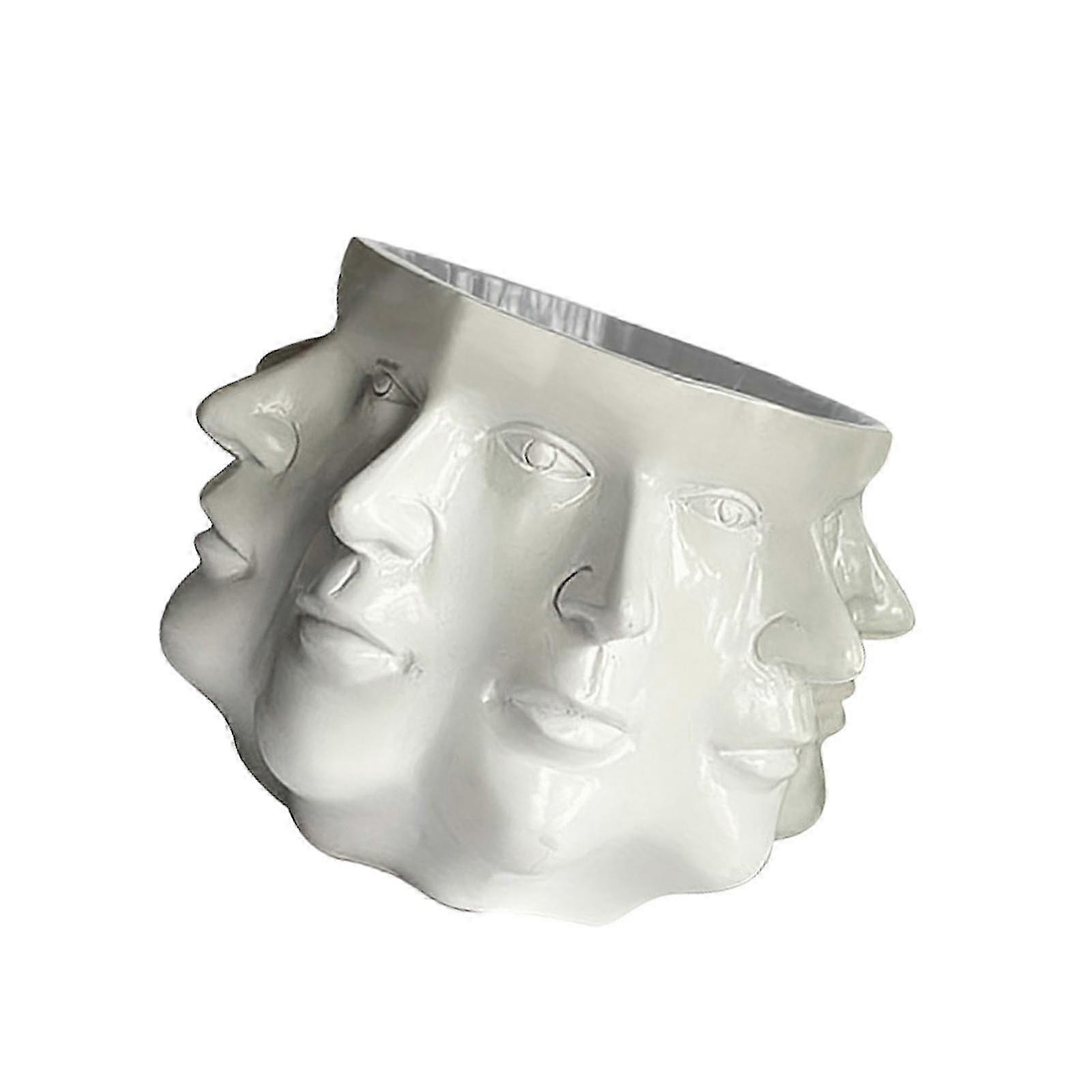 3D Multi Face Flower Pot Sturdy Convenient Home Decor for Shelf Table Garden White hwy
