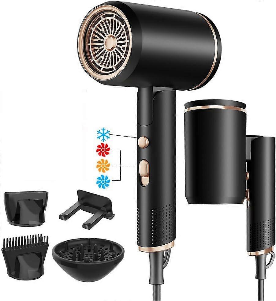 2400W Foldable Hair Dryer, AC Motor, 3 Heat Settings, Hot/Cold Button, Quick Drying, Travel Blow Dryer with Diffuser, Salon Professional