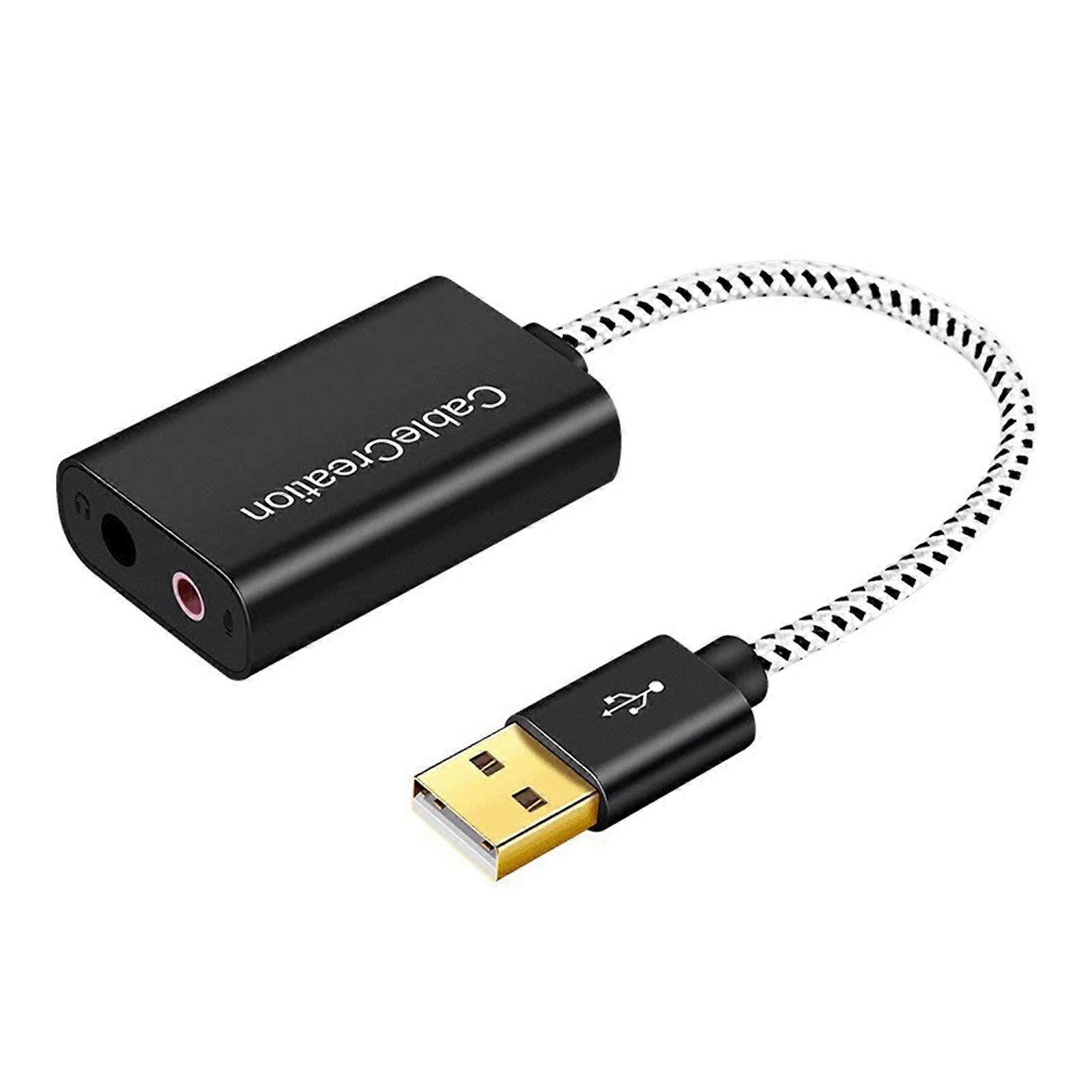 USB Gaming Sound Card Converter with 3.5mm Headphone Microphone for PC Desktop