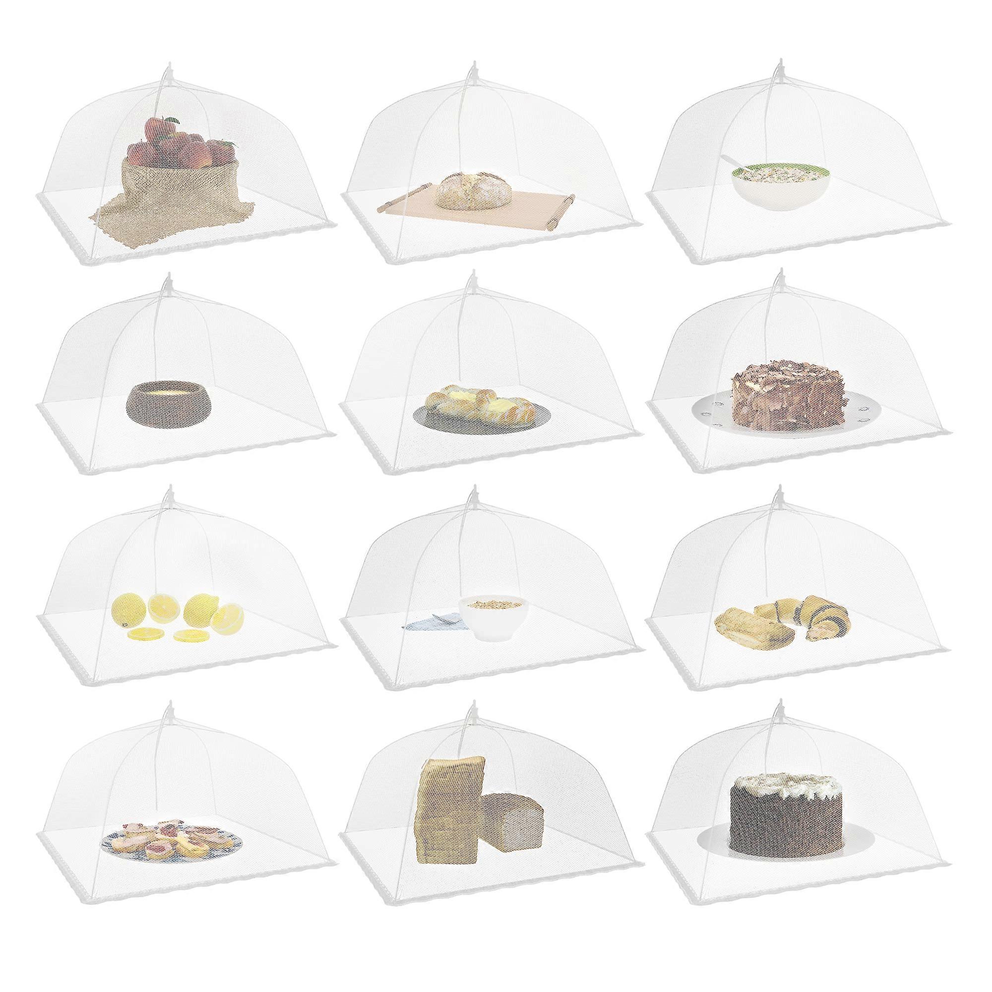12 pack Large and Tall 17x17 Pop-Up Mesh Food Covers Tent Umbrella for Outdoors, Screen Tents Protectors For Bugs, Reusable Collapsible and