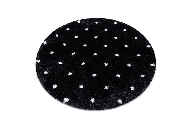 Carpet FLUFFY 2370 circle,shaggy dots - anthracite / white