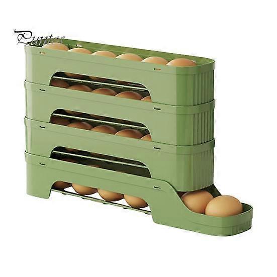 Egg Storage Box Refrigerator Organizer Large Capacity 4 Tiers Space-Saving Auto Rolling Fridge Egg Organizer Egg Dispenser