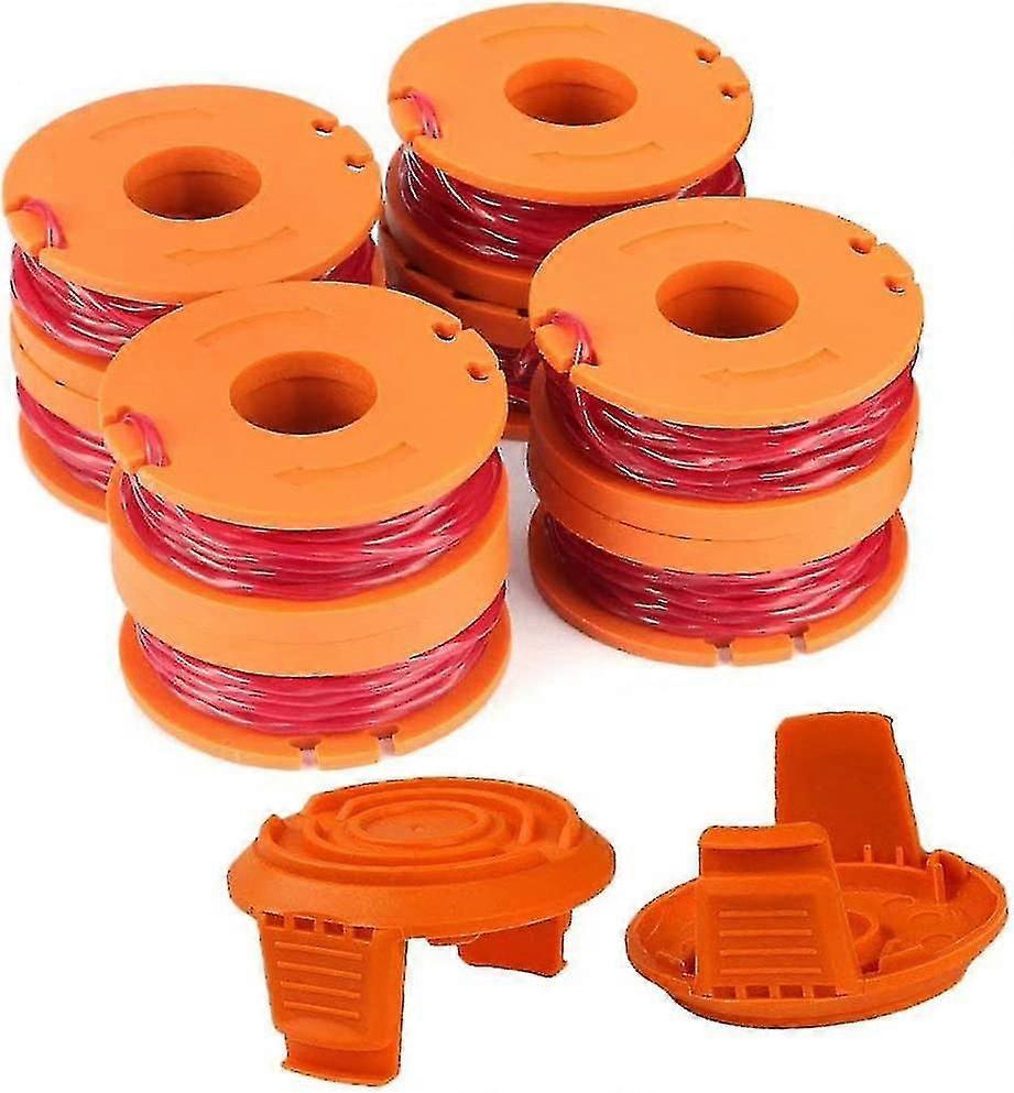 Wa0010 Replacement Trimmer Spool Line 0.065 For Worx Wg154 Wg163 Wg160 Wg180 Wg175 Wg155 Wg151 String Trimmer Weed Eater (8 Spools, 2 Caps)
