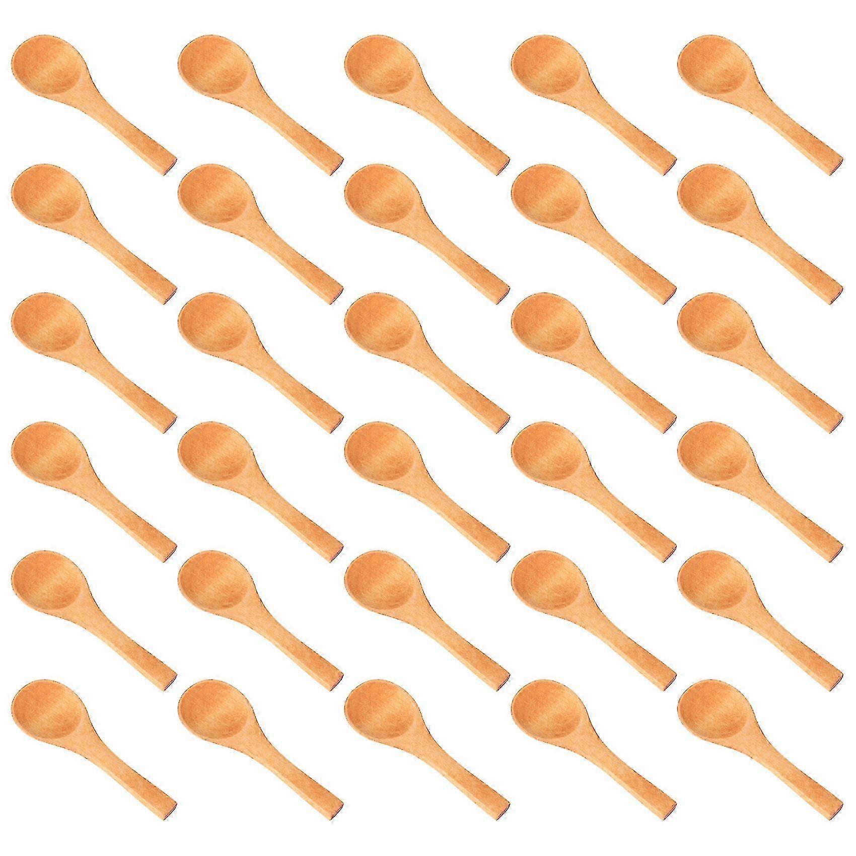 Tiny Wooden Spoons 30Pcs Eco-Friendly Tasting Spoons for Salt Sugar