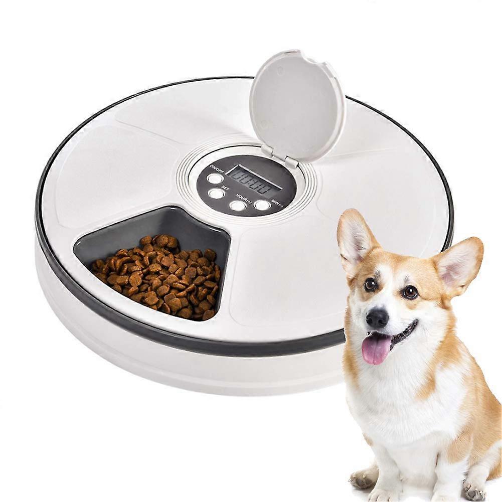 Pet Automatic Feeder For Cats And Dogs, Timed Feeding, 6-Meal Trays, Dry and Wet Food Dispenser, LCD Programmable, Gray