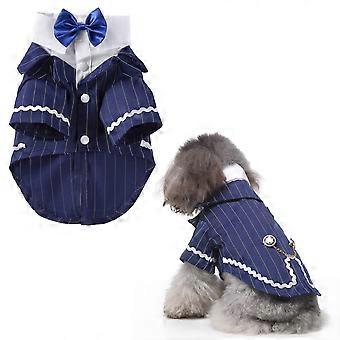 Dog Shirts for Wedding, Puppy Tuxedo, Dog Formal Wear, Doggie Tux, Suit and Tie Costume (Blue)